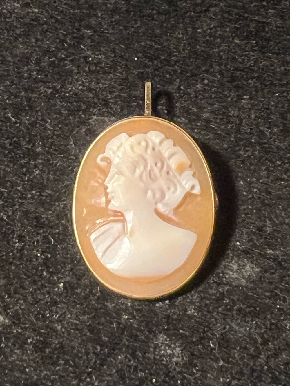 Vintage 14K Italian Shell Left facing Cameo